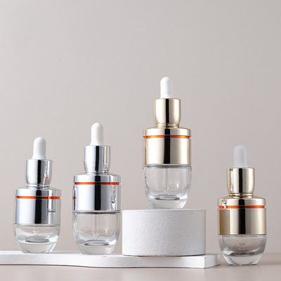 30ml 50ml Gold/silver spray essence bottle, essential oil glass bottle, electroplating uv shoulder sleeve dropper bottle