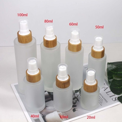 Cosmetic glass bottle with bamboo cap 20ml-150ml Body Care Lotion bottle, Spray Bottle , 5g/10g/30g/50g/100gCream Bottle