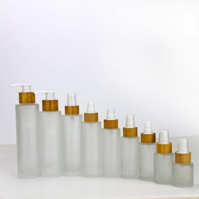 Cosmetic glass bottle with bamboo cap 20ml-150ml Body Care Lotion bottle, Spray Bottle , 5g/10g/30g/50g/100gCream Bottle