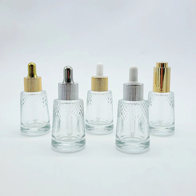 Cosmetic packing personal skin care 30 ml 1 oz conical serum glass essential oil bottles with dropper screw met