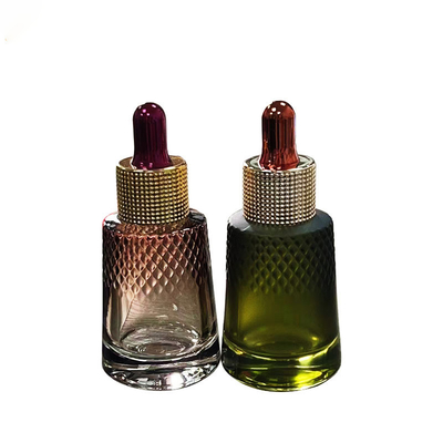 Cosmetic packing personal skin care 30 ml 1 oz conical serum glass essential oil bottles with dropper screw met