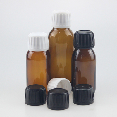 28mm plastic cap for Oral liquid syrup bottle l amber glass bottle 100ml