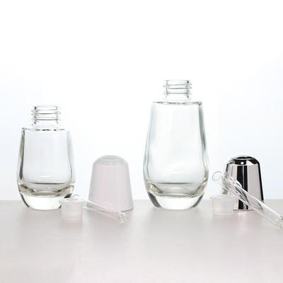 Custom thick bottom oval 30ml 50 ml press pump dropper empty cosmetic makeup foundation bottle 30ml 50ml