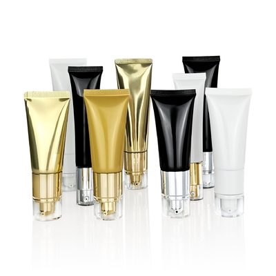 35ml/40ml/50ml Silver/gold aluminum tube with pressure pump head and silvered or gold screw cap