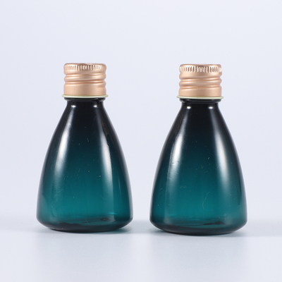Empty 30ml 100ml transparent amber plastic lotion shampoo PET bottle with silver aluminum plug cap