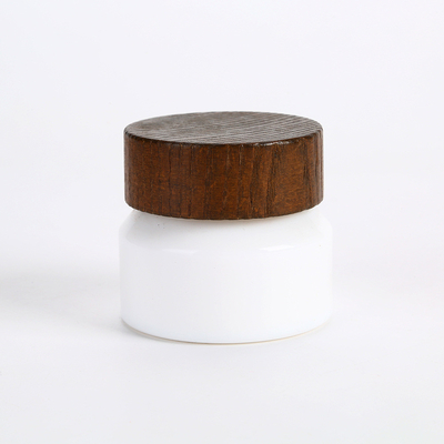 Cosmetic Cream Bottle White Porcelain Glass Bottle Cream Bottle With Bamboo Lid or Wooden Lid  5g 10g 15g 30g 50g 100g
