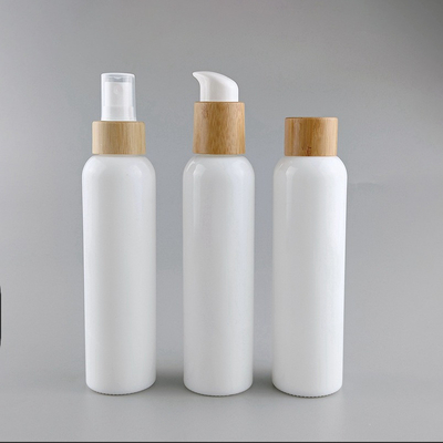 White porcelain bottles 15ml 30ml 50ml 100ml 120ml cosmetic jar with bamboo lotion pump face cream jar with bamboo lid