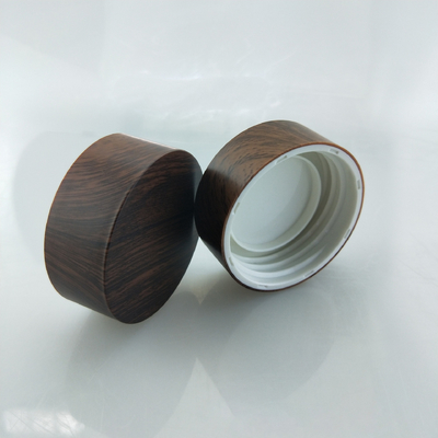 Bamboo lid, Wood grain screw cap, electroplated golden aluminum jar cap, plastic cream screw top jar cap lid