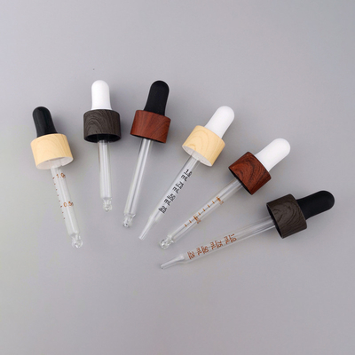 5ml 10ml 15ml 30ml 50ml transparent empty glass dropper essential oil bottle with bamboo wood grain water transfer lid