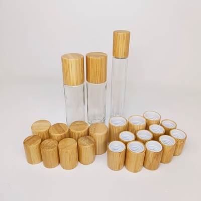 5ml 10ml Essential Oil Bottle With Stainless Steel Roller Ball Bamboo Top Eye Cream Roll On Glass Bottle With Bamboo Cap