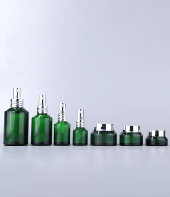 15ml 30ml 60ml 120ml 200ml Matte Black Slant Shoulder Glass Cosmetic Lotion Pump Bottles 15g30g50g100g Glass Cream Jars