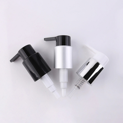 4 1/8" tube - 24/410 Lotion Pumps, White/Black Lotion Pumps w/ Brushed Aluminum Collars