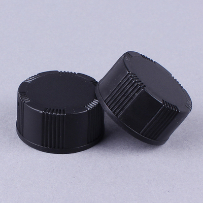 20mm 20-400 Black Ribbed (Matte Top) Plastic Cap, Foam lined