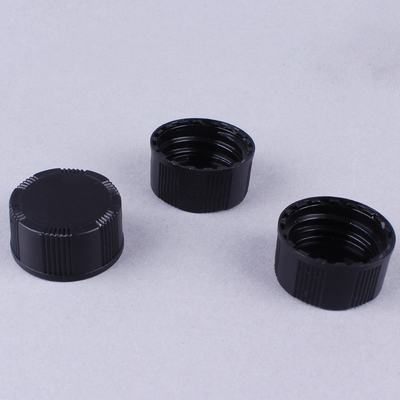 20mm 20-400 Black Ribbed (Matte Top) Plastic Cap, Foam lined