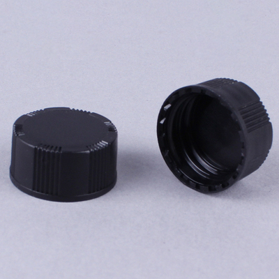 20mm 20-400 Black Ribbed (Matte Top) Plastic Cap, Foam lined