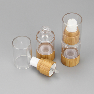 20 ml 30 ml 50 ml Luxury Airless Lotion Plastic Cream Bottle With Pump Bamboo Cosmetic Packaging Bamboo Lid