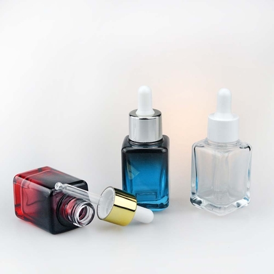 35ml Square Glass Essential Oil Perfume Bottles Pipette Eye Dropper Bottle 30ml in Gradient Color