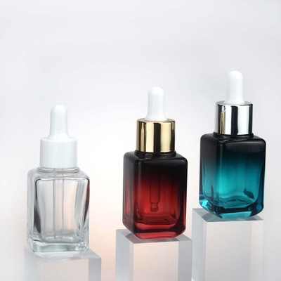 35ml Square Glass Essential Oil Perfume Bottles Pipette Eye Dropper Bottle 30ml in Gradient Color