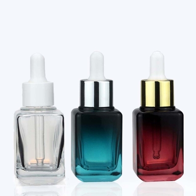 35ml Square Glass Essential Oil Perfume Bottles Pipette Eye Dropper Bottle 30ml in Gradient Color