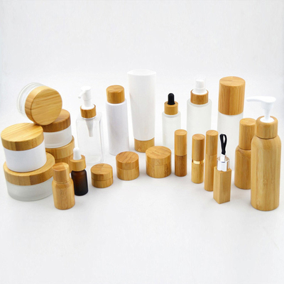 15ml 30ml 50ml 100ml 150ml Frost Glass Lotion Bottle With Bamboo Mist Sprayer/Bamboo Lotion Pump/Bamboo Cap