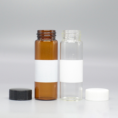 Glass Vials 10ml 15ml 20ml 30ml, Clear with Marking Label Patch, Borosilicate Glass, 20-400 Caps, Rubber Liner