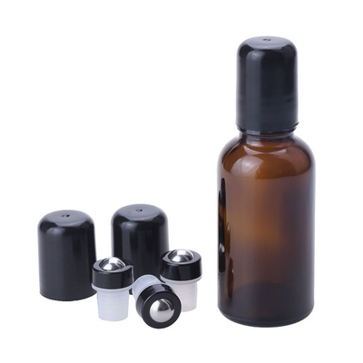 Brown Glass Roll-on Bottles Empty Refillable Glass Roller Bottles with Stainless Steel Roller Balls