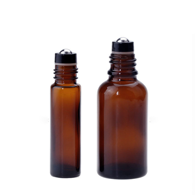 Brown Glass Roll-on Bottles Empty Refillable Glass Roller Bottles with Stainless Steel Roller Balls
