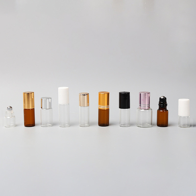 1/3 oz. (10 ml) Amber Glass Roll-on Bottle with Black Cap/Silver Lids (Plastic Ball/Stainless Steel Ball)