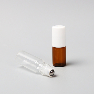 1/3 oz. (10 ml) Amber Glass Roll-on Bottle with Black Cap/Silver Lids (Plastic Ball/Stainless Steel Ball)