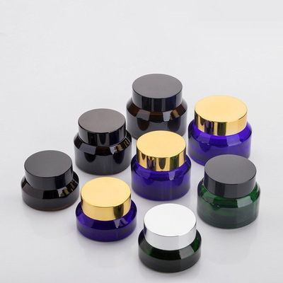 Cobalt Blue, 1.76fl oz 30g 50g 100g, Round Glass Jars, with Inner Liners and black Lids