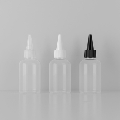 PET bottle 100ML250ML standard clear with twist off top nozzle cap 24/410 white