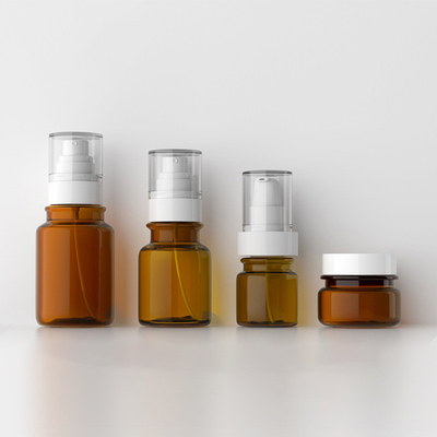 8 oz (40-240ml) Amber Frosted Glass Bottle With Pump Head For Beauty Skin Care
