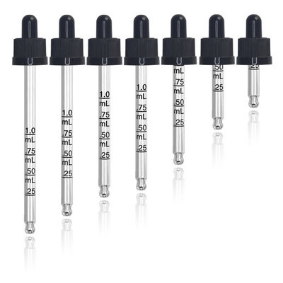 1 oz Black Child Resistant Calibrated Glass Dropper - 18-410 20-400 fits 1 oz Bottles