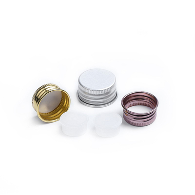 18mm 20mm 24mm 28mm Essential Oil Silver Aluminum Ribbed Cap with Plastic Stopper