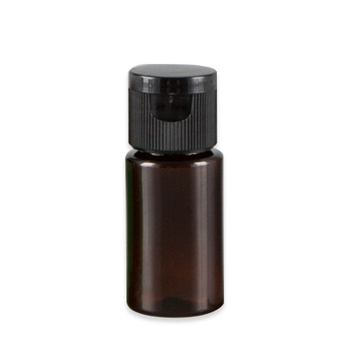 PET Plastic Empty Flip Cap Bottles amber color, with Black PP Plastic Lids,  2.3x5.65cm, Capacity: 10ml(0.34 fl. oz)
