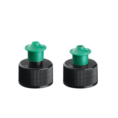 28mm 28/410 Black PP Plastic Ribbed Push Pull Cap