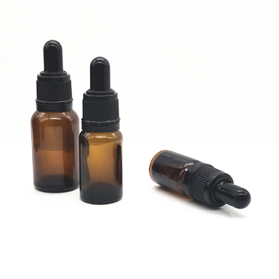 15ml Amber Euro Dropper Bottle with Black Anti-theft Cap