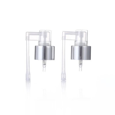 Silver Plastic Nasal Spray With Long Nozzle White Mouth Nasal Throat Spray Pump Bottle