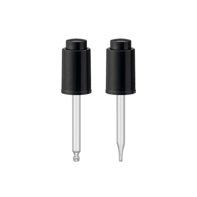 13-415, 15-415,  18-410  20-410  Clear Glass Trident Vial  Plastic Black Press Dropper Cap with Glass Pipe for Cosmetic Bottle Packaging