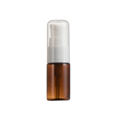 10ml Amber Aromatherapy Plastic Bottle  with Serum Pump - White (18/410)