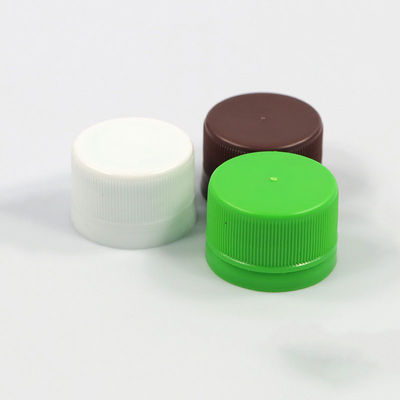 Cap, 28/410, screw on, white/green/ brown, ribbed, PP, with foam liner