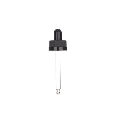 BLACK PP PLASTIC 20-400 RIBBED SKIRT CHILD RESIST DROPPER 91MM STRAIGHT TIP GLASS PIPETTE