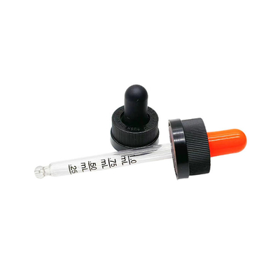 Black PP Plastic 20-400 Ribbed Skirt Child-Resistant Dropper Assembly with rubber bulb