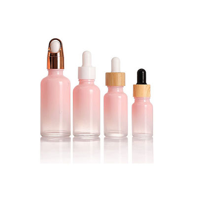 Pink Glass Dropper Bottle With Natural Bamboo Wooden Dropper