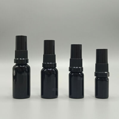 15ml, Height: 65mm Diameter: 28mm Miron Glass Bottle, Spray Cap (Black)