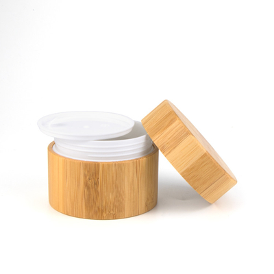 Eco friend 0.5oz 1oz 1.7oz cosmetic body butter containers face lotion cream gel bamboo plastic liner jars with lids