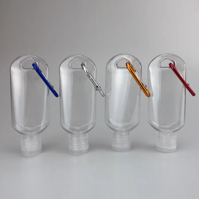30ml 50ml 1.6oz Empty Keychain carabiner Portable Travel Plastic spray Bottles Refillable Containers with Flip Cap Squee
