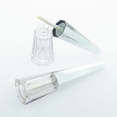 High quality plastic empty cone lip gloss tube with silver cap for liquid cosmetic packaging