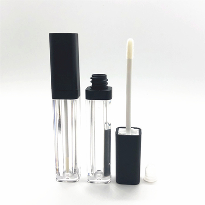 6ml empty flat black rounded corner square lip gloss tubes containers with wands liquid lipgloss tube cosmetic usage