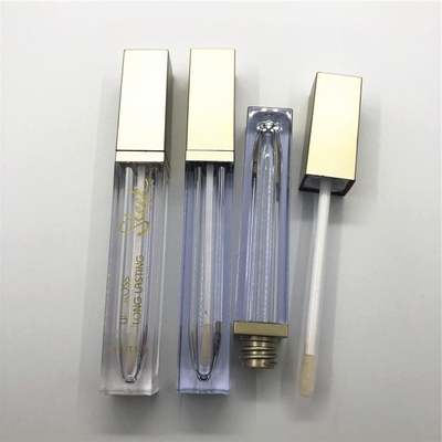 Low MOQ 6ml gold square empty lip gloss tube containers with wands lipgloss tube gold in stock